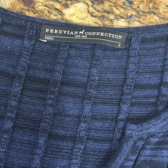 Peruvian Connection Cotton Striped Cap Sleeves Midi Dress Size S - Picture 5 of 9